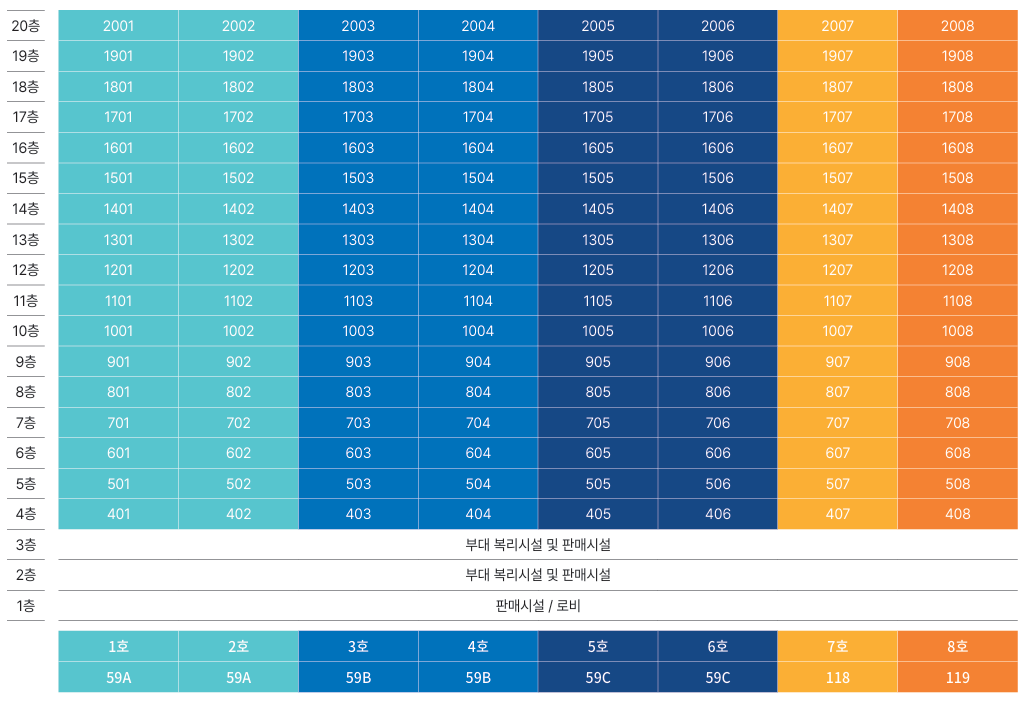 정동 롯데캐슬 136 동호수배치도
